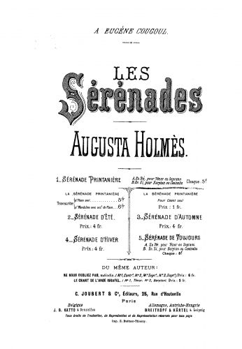 Holmès - Les sérénades - 1. Sérénade printanière (B major: baritone or contralto)