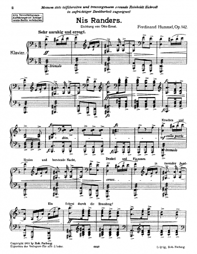Hummel - Nis Randers, Op. 142 - Score