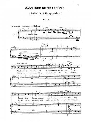 Meyerbeer - Cantique du trappiste - Score