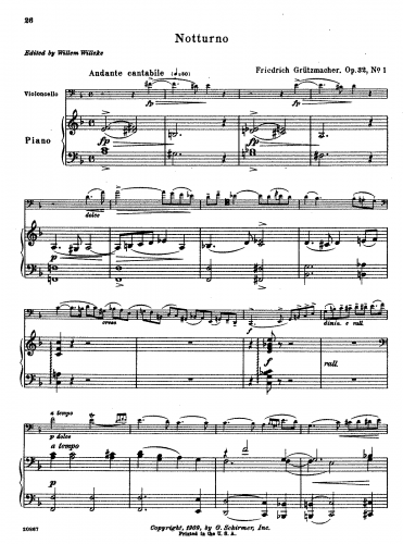 Grützmacher - Notturno No. 1 - Piano Score and Cello Part