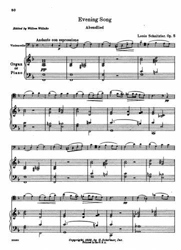 Schnitzler - Evening Song - Piano Score