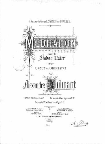Guilmant - Méditation sur le Stabat Mater pour Orgue et Orchestre - For Organ (Composer) - Score