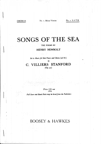 Stanford - Songs of the Sea, Op. 91 - Vocal Score - Choral Score (chorus only)