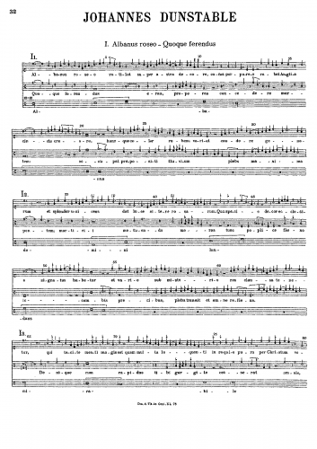 Dunstaple - Albanus roseo - Quoque ferendus - Score