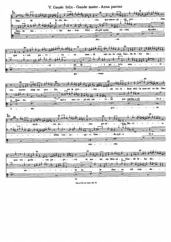 Dunstaple - Motet: Gaude felix - Gaude mater - Anna perens - Score