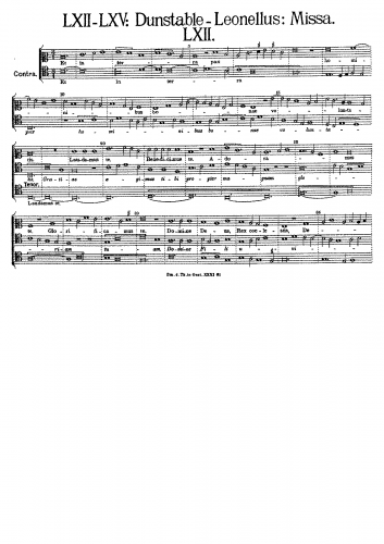 Dunstaple - Missa for 2 or 3 voices - Score