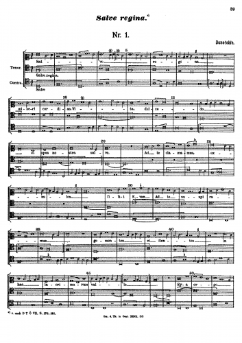 Dunstaple - Hymn: Salve regina misericoriae - Score