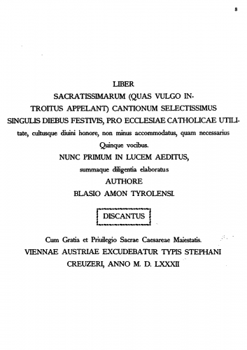 Ammon - Liber sacratissimarum - Score