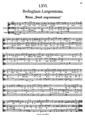 Bedyngham - Missa - Dueil angouisseux - Score