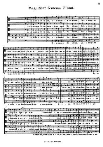 Bernardi - Magnificat - 5 vocum - Score
