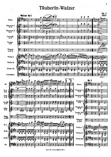 Strauss Sr. - Täuberln-Walzer, Op. 1 - Score