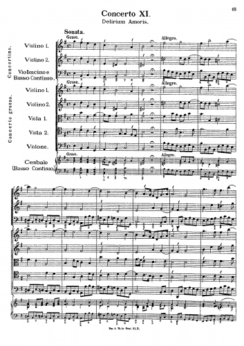 Muffat - Concerto XI - Delirium Amoris - Score