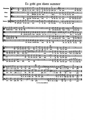 Bruck - Es geht gen disen summer - Score