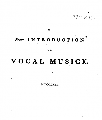 Sharp - A Short Introduction to Vocal Musick - Complete book