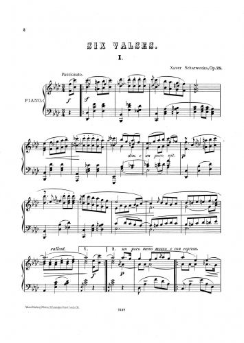 Scharwenka - 6 Waltzes - Piano Score - Score
