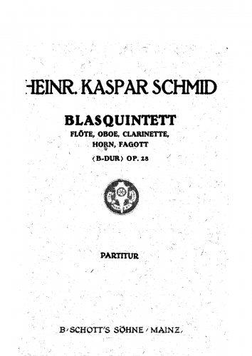 Schmid - Wind Quintet, Op. 28 - Score