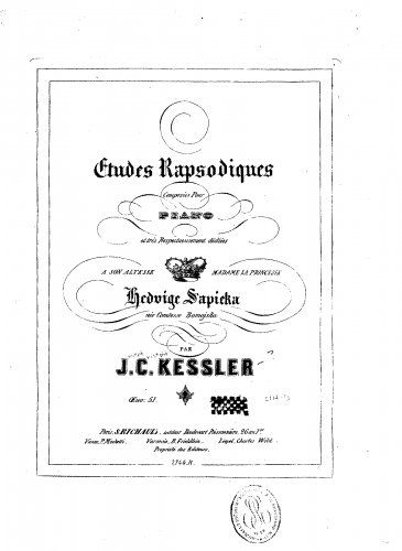 Kessler - Etudes rhapsodiques - Piano Score - Score