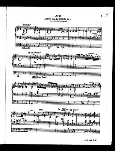 Beethoven - Piano Sonata No. 4 - II. Largo For Organ solo (André) - Score