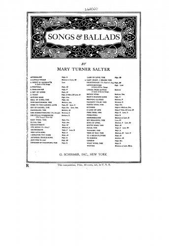 Salter - Last Night, I Heard the Nightingale - Score