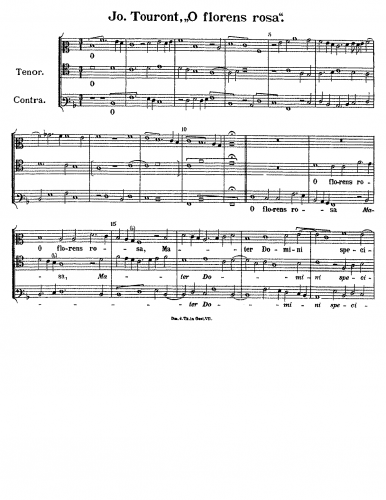 Touront - O florens rosa - Score
