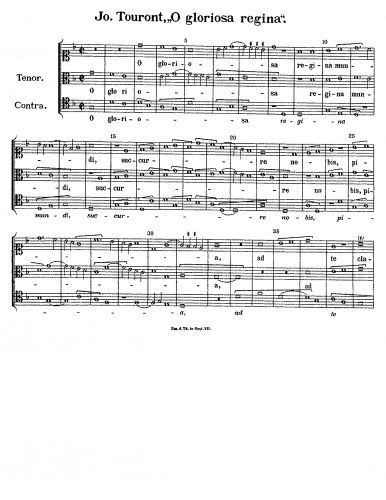 Touront - O gloriosa regina - Score