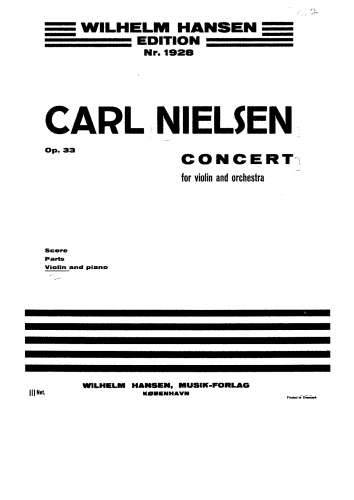 Nielsen - Violin Concerto, Op. 33 - For Violin and Piano