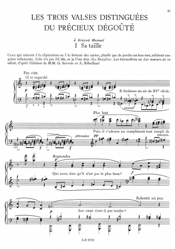 Satie - Valses Distinguées de Précieux DégoÃ»té - Piano Score - Score