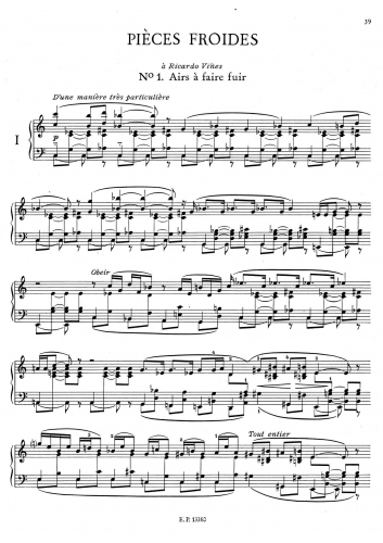 Satie - Pièces froides - Piano Score - Score