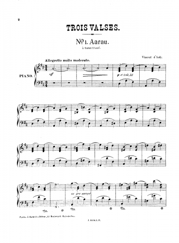 Indy - Helvétia -  3 Valses, Op. 17 - Piano Score - Score