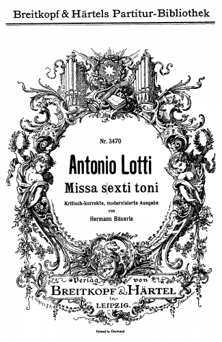 Lotti - Missa sexti toni - Score