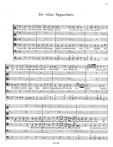 Schütz - Aria - De vitae fugacitate, SWV 94 - Score