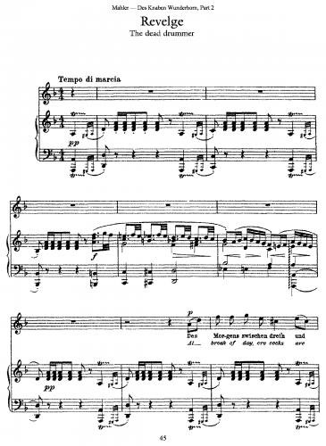 Mahler - Des Knaben Wunderhorn - Vocal Score ''Humoresken'' collection (12 songs), 1899