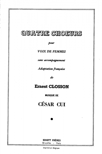 Cui - 5 Choruses - French Version - Does Not Include No. 5