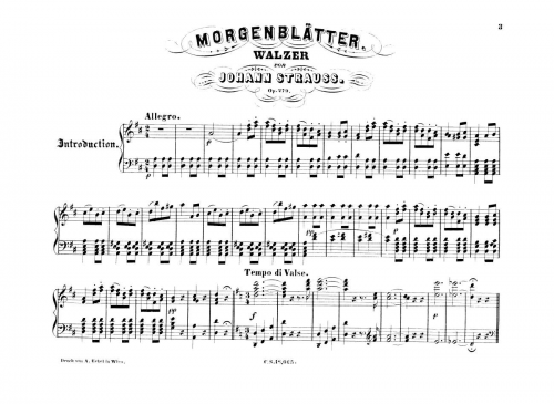 Strauss Jr. - Morgenblätter, Op. 279 - For Piano solo - Score