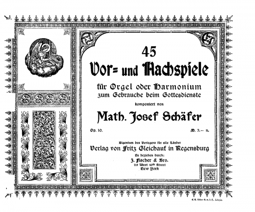 Schäfer - 45 Preludes and Postludes for Organ or Harmonium - Score