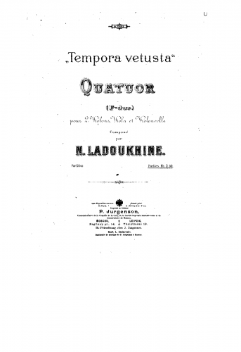 Ladukhin - String Quartet 'Tempora Vetusta'