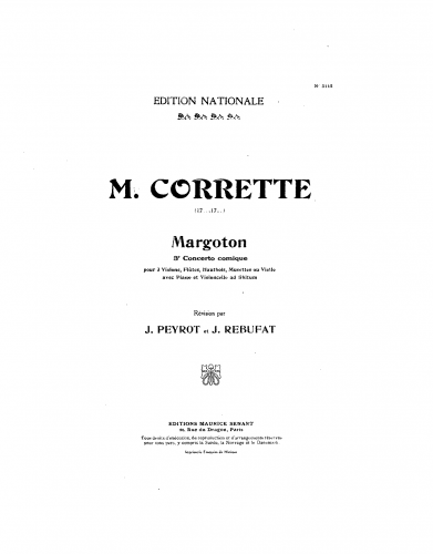 Corrette - 6 Concerti, Op. 8 - Scores and Parts Concerto Comique in C minor 'Margoton' (No. 3)