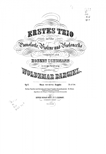 Bargiel - Piano Trio No. 1 - Scores and Parts