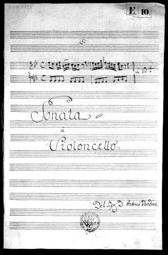 Vandini - Cello Sonata in B-flat major, D-B KHM 5527 - Score
