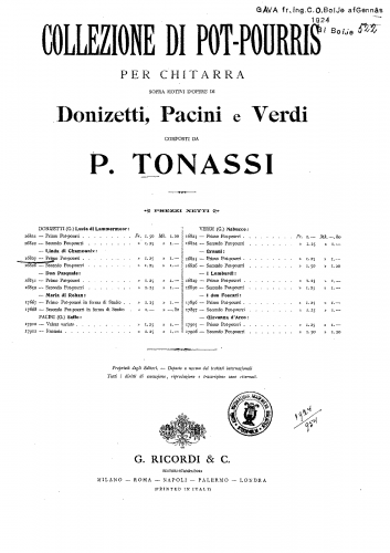 Tonassi - Pot-Pourris on Donizetti's 'Linda di Chamounix'