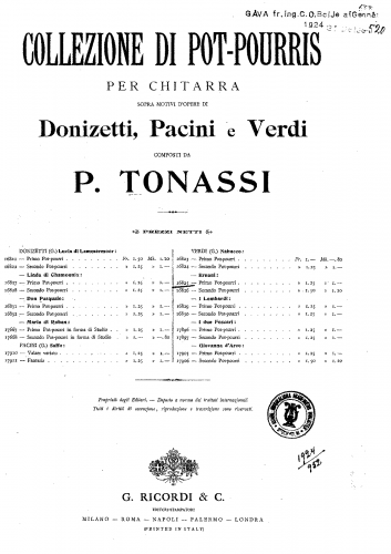 Tonassi - Pot-Pourris on Verdi's 'Ernani'