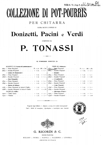 Tonassi - Pot-Pourris on Verdi's 'Nabucodonosor'