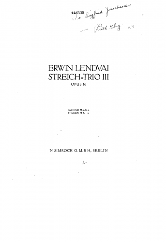 Lendvai - String Trio No. 3