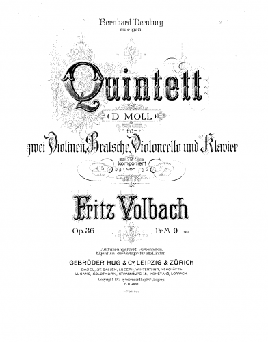 Volbach - Piano Quintet