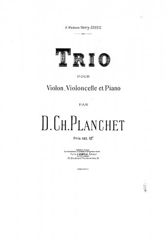 Planchet - Piano Trio