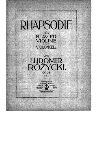 Ró?ycki - Rhapsody for Piano Trio