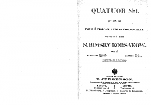 Rimsky-Korsakov - String Quartet - Full Score - Score