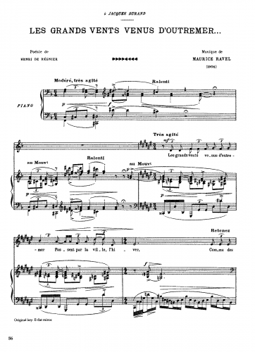 Ravel - Les grands vents venus d'outre-mer - Voice / Piano (complete score)