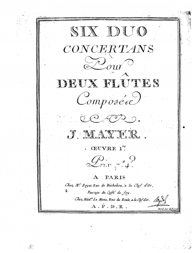 Mayer - Six duo concertans pour deux flûtes