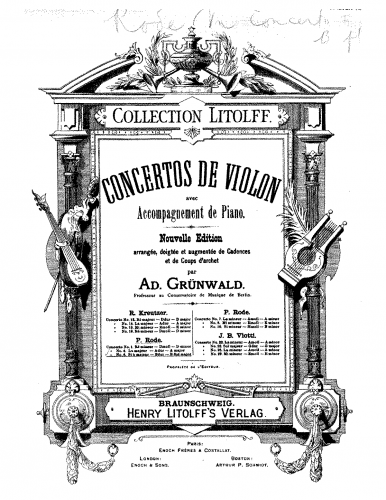 Rode - Violin Concerto No. 6 - For Violin and Piano - Piano Score and Violin Part